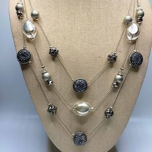 NY silver tone beautiful medium length necklace